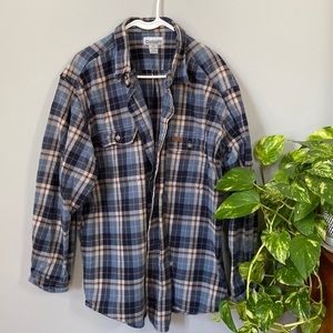 Vintage 90s Carhartt plaid flannel bottom down shirt.